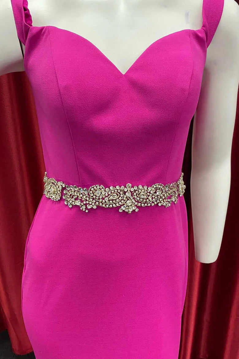 Vestido de fiesta de sirena con cinturón dulce